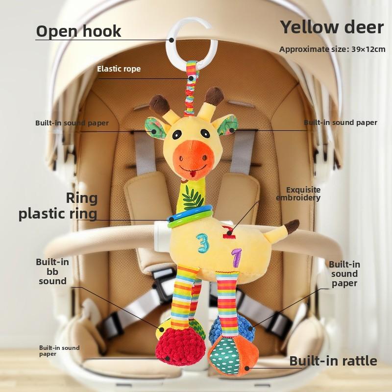 Baby Plush Animal Hanging Toy With Bell For Crib Nursery Decor