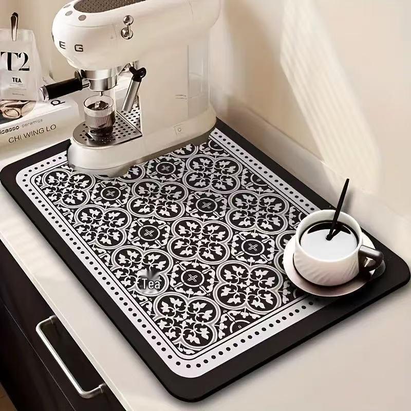 Retro Floral Anti-scalding Water-absorbing Coaster: Non-slip, Dirt-resistant, Easy-to-Clean Diatomaceous Earth Coffee Mat