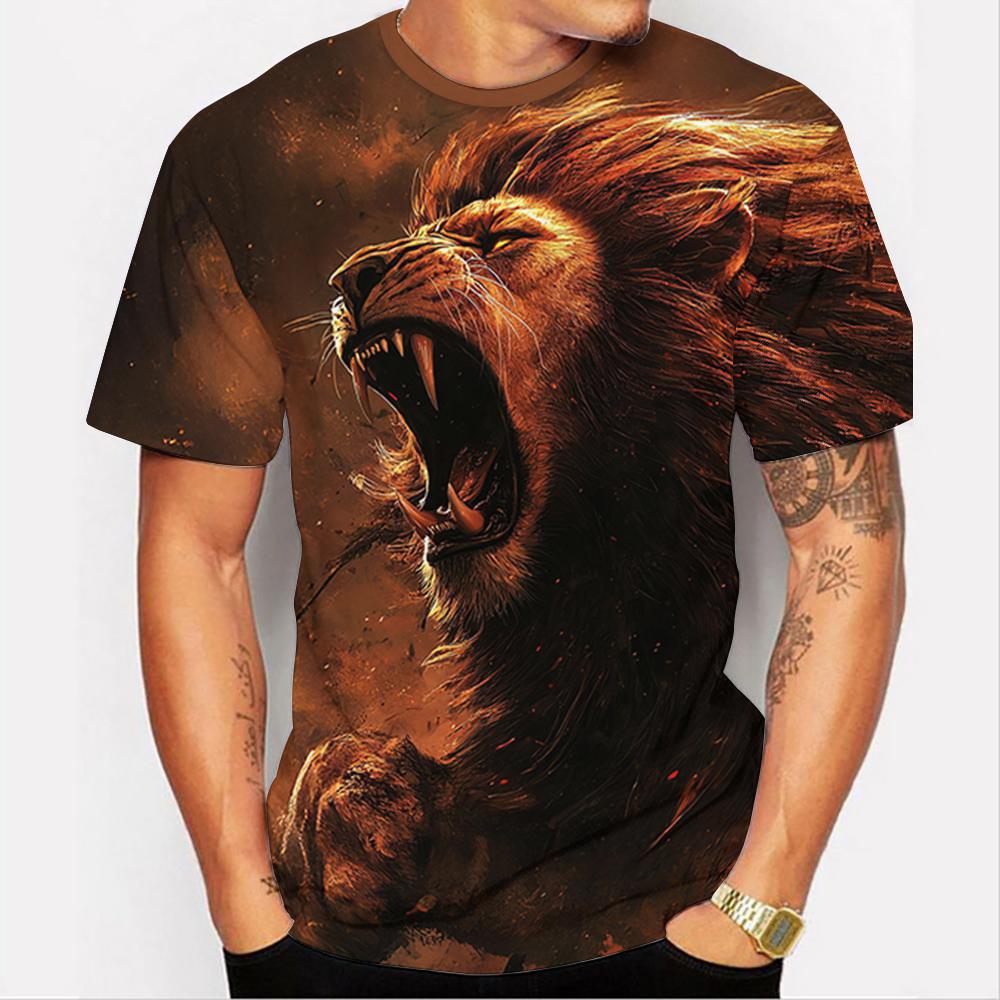 Lion Graphic 3D Printed  Men's T-Shirt Animal T-Shirt Man Summer Casual Short Sleeve Tops Fashion Crew Neck  Harajuku Tshirt