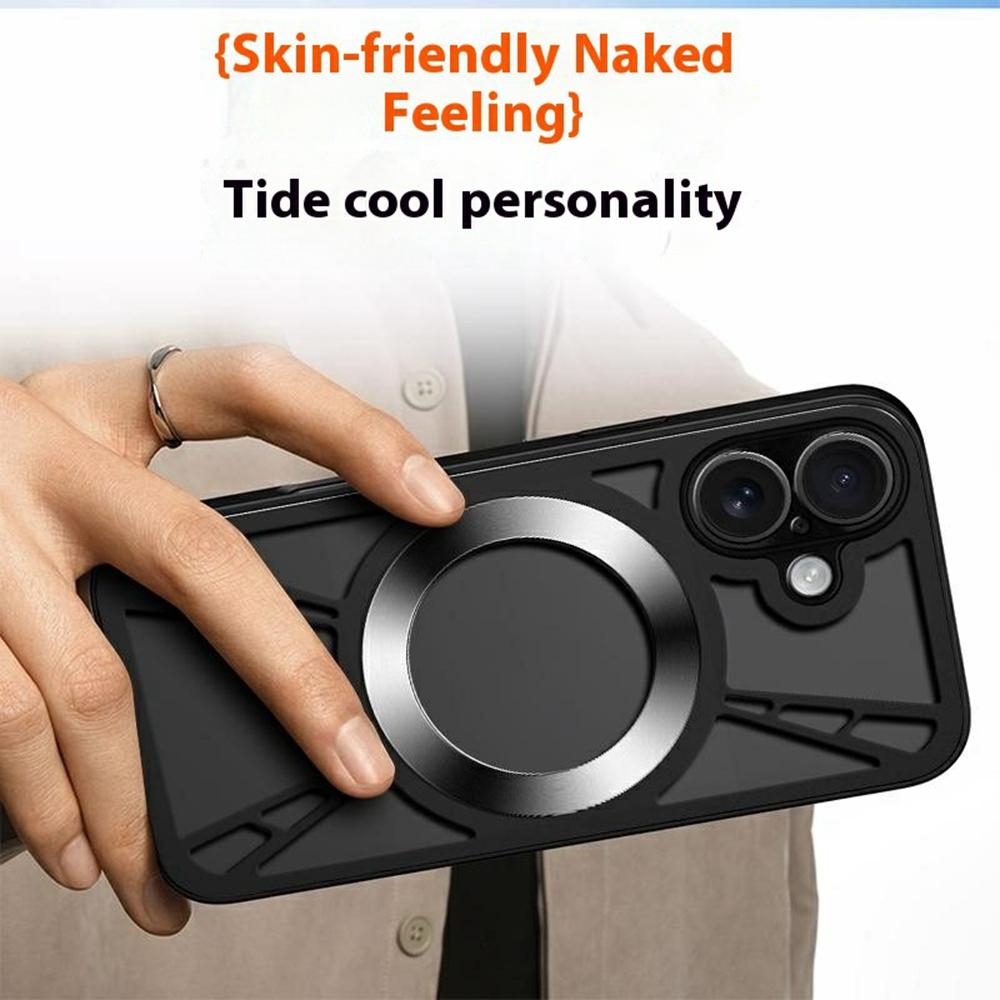 For iPhone 16 Magnetic Case Hollow Heat Dissipation PC+Silicone Phone Cover