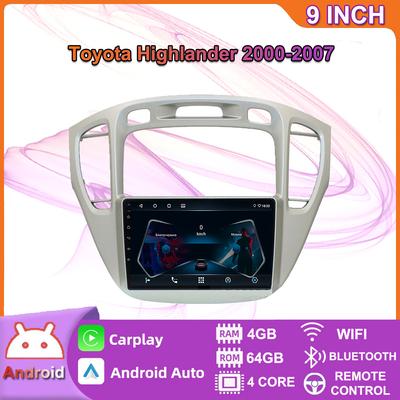 Android 2 Din Car Multimedia Player For Toyota Highlander 2000-2007 Head Unit Stereo Carplay GPS Navigation BT WIFI 4+64GB