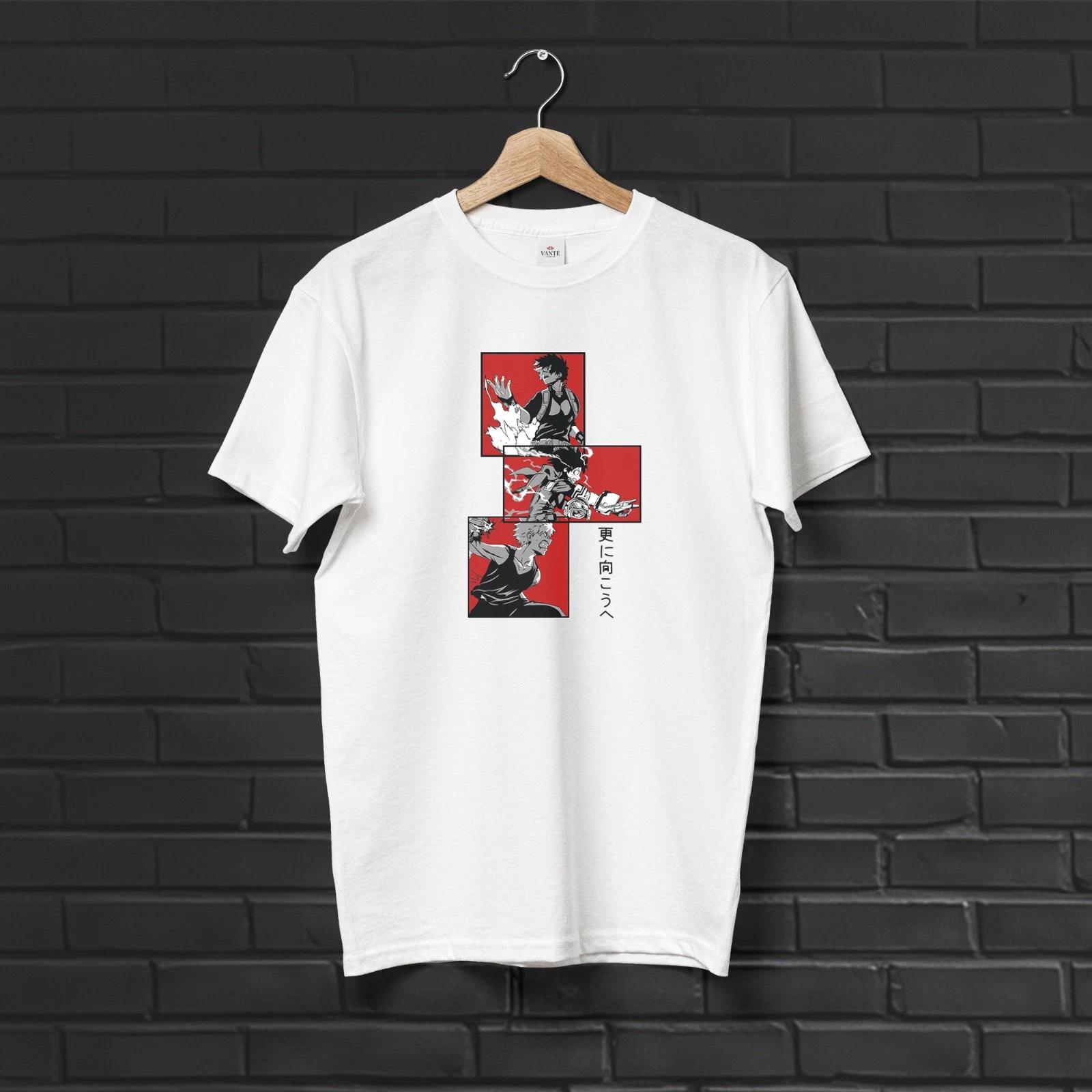 Deku Bakugo Todoroki Anime T-Shirt Casual Unisex Graphic Tee M