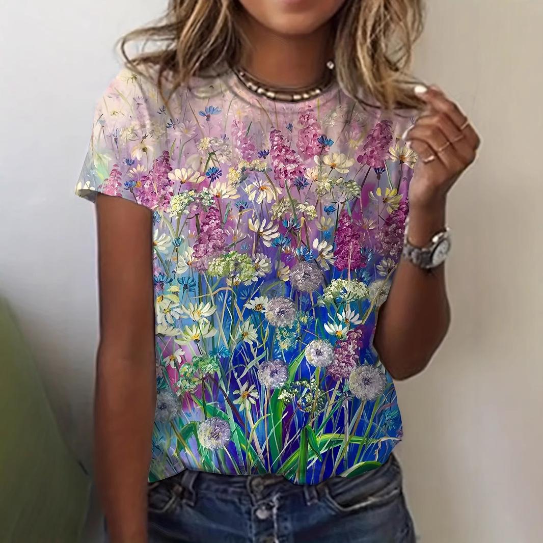 

Новая женская футболка с круглым вырезом и короткими рукавами с 3D цифровой печатью, популярный летний принт 6XL