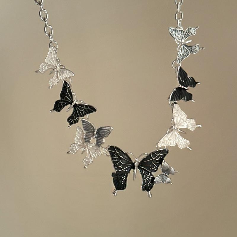 Girl's heart super fairy dripping oil butterfly necklace colorful vacation wind sweet collarbone chain daily versatile necklace women