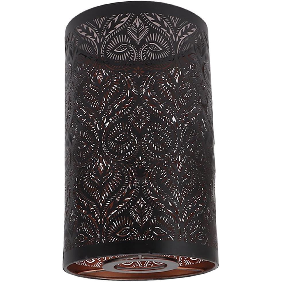 Metal Lamp Shade, E27 E26 Wrought Iron Lamp Shade Black Hollow Carved Modern Lampshade for Table Lamp Bedroom Bedside Decor, 7.9 X 4.7in