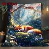Sleeping Fox 2D Flat Pattern Flannel Blanket High Quality All Seasons Warmth and Comfort Perfect for Christmas Gifts.MMT0918152