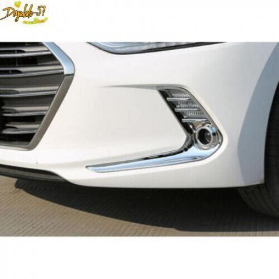 Chrome Front bumper Fog Lamp Light Cover Decor Trim For Hyundai Elantra 2017-18