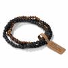 Braccialetti Elastici con Perline di Pietra Naturale da 4 mm (3 Pezzi) per Donna Uomo Agate Muschiate Quarzi Rosa Set di Braccialetti Elasticizzati con Etichetta Gioielli