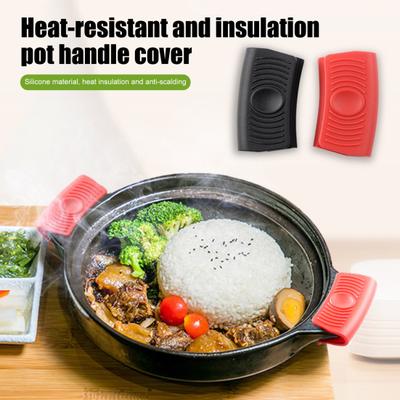 1 Pair Silicone Pot Handle Covers Heat Resistant Kitchen Pot Clip Non-Slip Grip for Double-Ear Pots & Pans