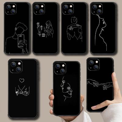 People Line Art Phone Case For iPhone Samsung Galaxy Redmi Xiaomi Oppo OnePlus Note S A 7 8 9 10 11 12 13 14 20 21 22 23 53 54 Pro Max Plus Ultra