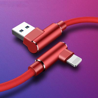 1m 2m 3m Fast USB Charger Cable For iPhone X Xs Max XR 6 S 6s 7 8 Plus 5s SE iPad Mobile Phone 90 Degree Charging Data Long Cord