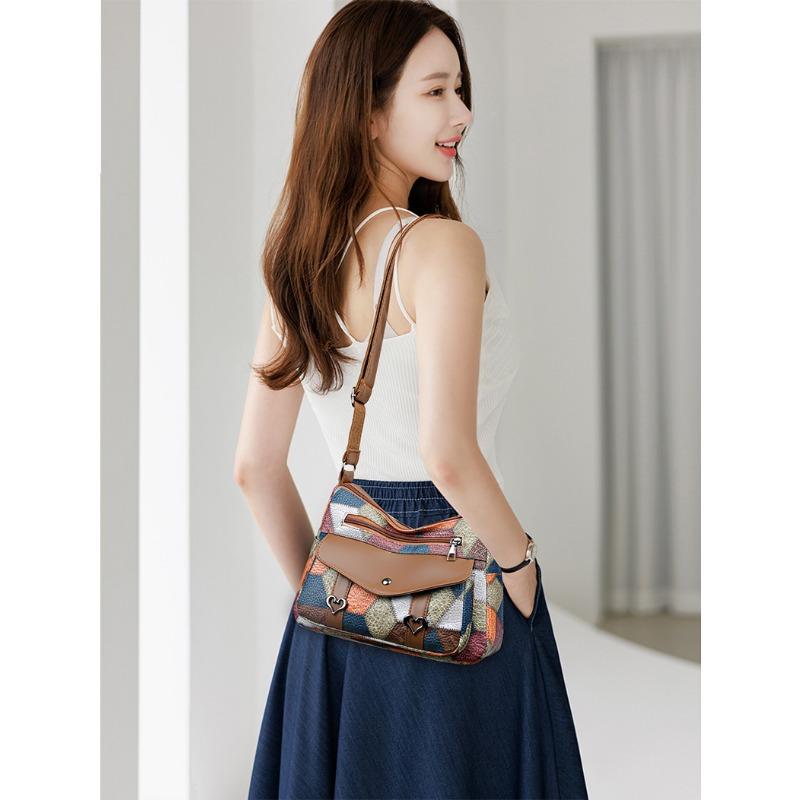 Geantă casual de umăr crossbody pentru femei, cu blocuri de culoare