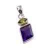 Natural Amethyst,Peridot Gemstone 925 Sterling Silver Jewelry Pendant 1.25" c9l51