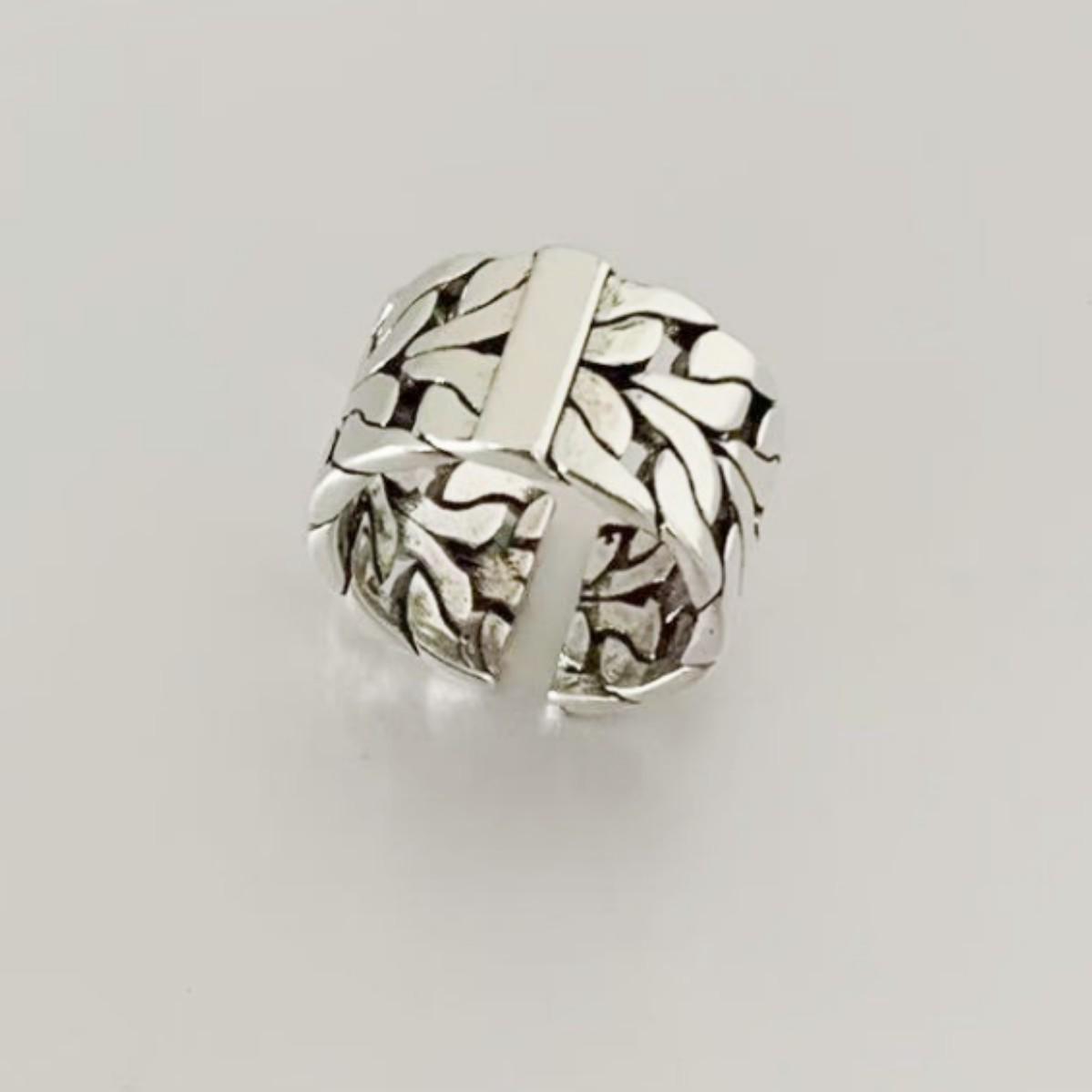 Korean Retro Wide Band Open Chain Ring