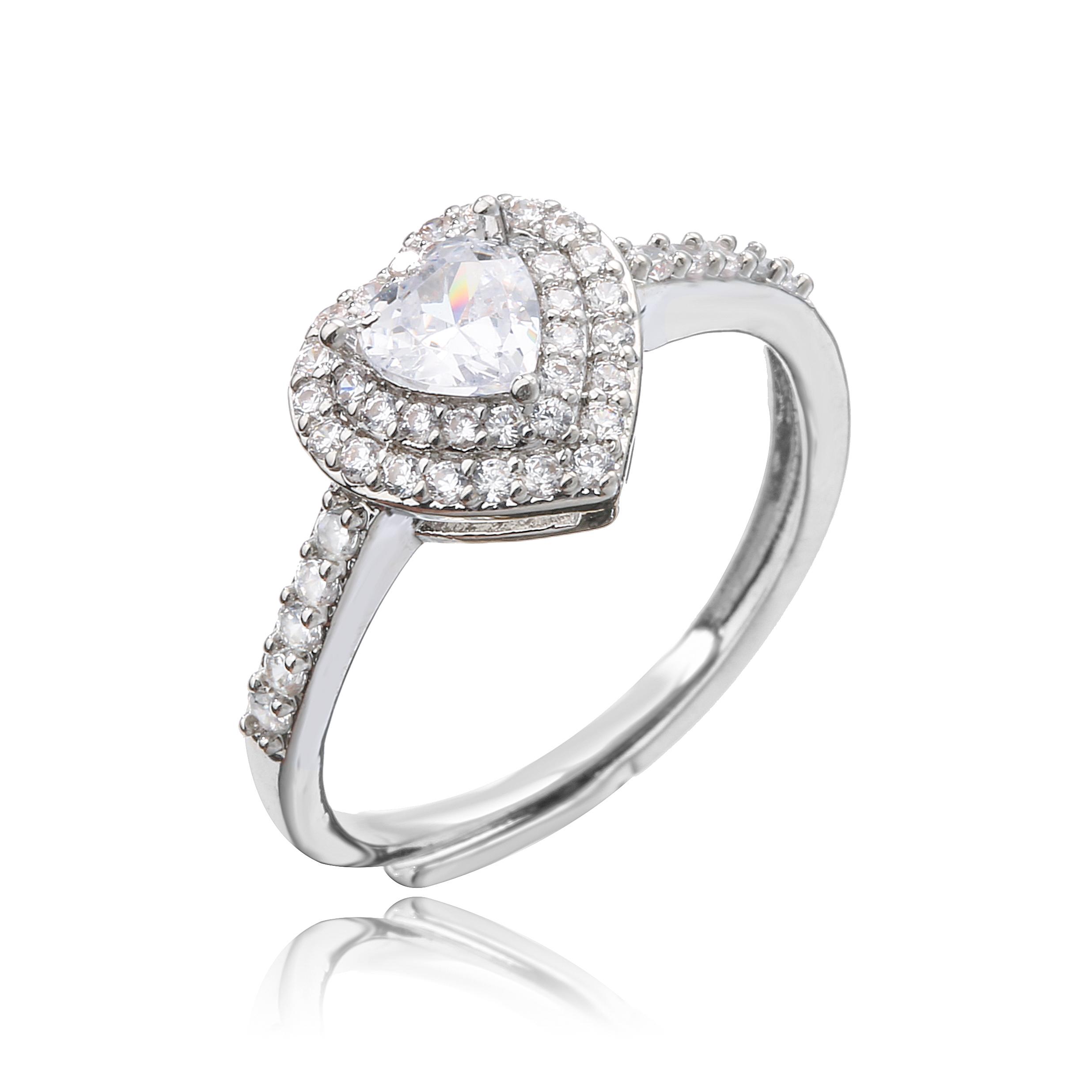 

HECHENG,Heart Rings for Women Wedding Engagement Bridal Zircon Cubic Zirconia Stone Elegant Ring Accessories медный/белый