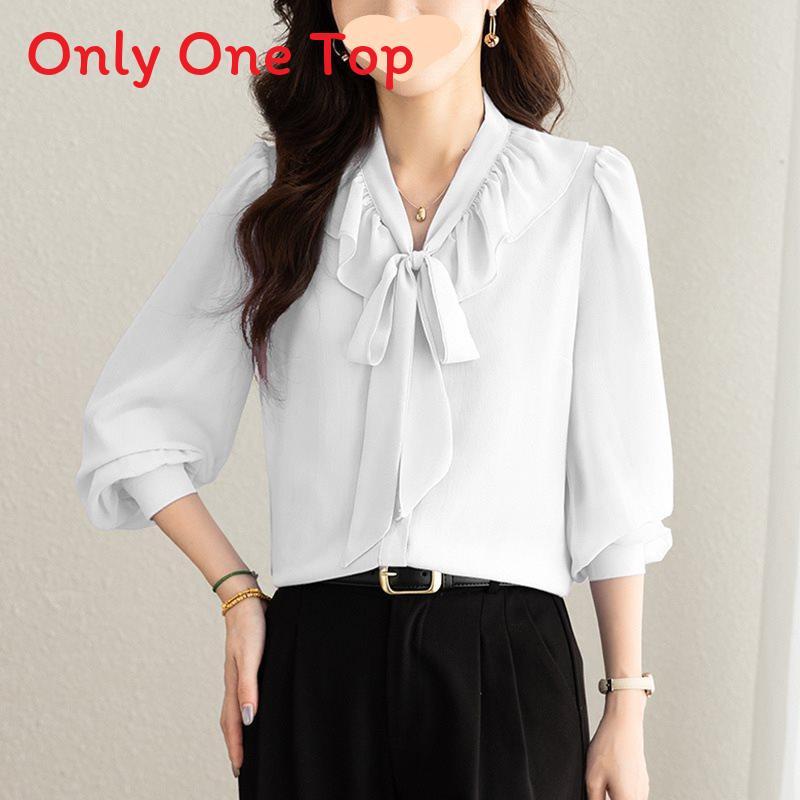 Elegant Womens Chiffon Shirt With Fabric For Spring Office Wear