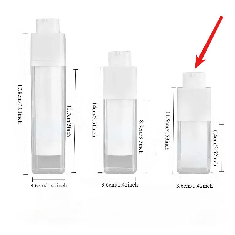 1Pc 15/30/50ml Square Vacuum Bottle Press Lotion Empty Liquid Foundation Makeup Portable Lady Cosmetic Container