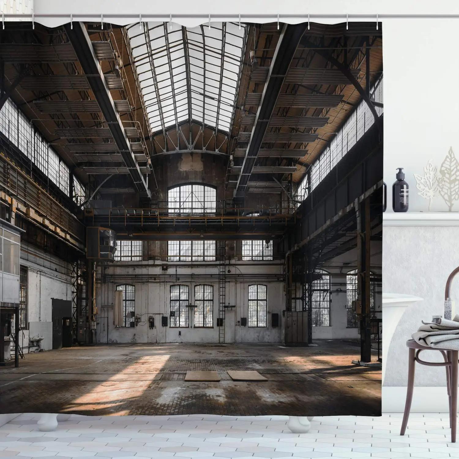 

Промышленная занавеска для душа, стимпанк-стиль, антикварная композиция, латунное крепление, круглый, тканевый декор для ванной комнаты с крючками W300xH180cm