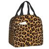 Benutzerdefinierte Leopardenmuster Tragbare Lunchboxen Damen Auslaufsicher Tierfellmuster Kühlbox Thermische Lebensmittelisolierte Lunchtasche Schüler