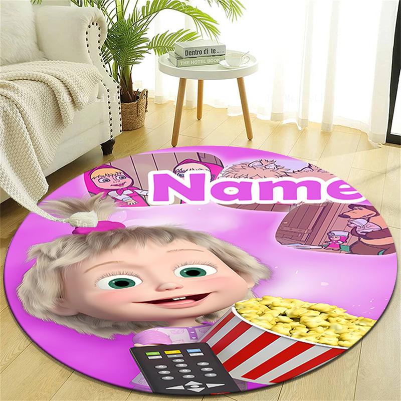 Personalized M-Masha and the Bear Round Chair Office Rug - Perfect for Mat, Office Chair & More - Ideal Gift for Birthdays and Holidays