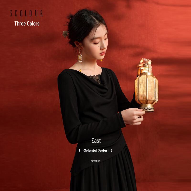 Sancai 2026 Spring Chinese Style Drape Neck A-Line Dress S 155/80A