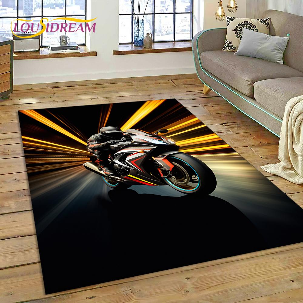 Motocross Motorcycle Modern Rug Carpet for Living Room Bedroom Home Decor,Floor Mat Non-slip Decoration for Sofa Kitchen doormat
