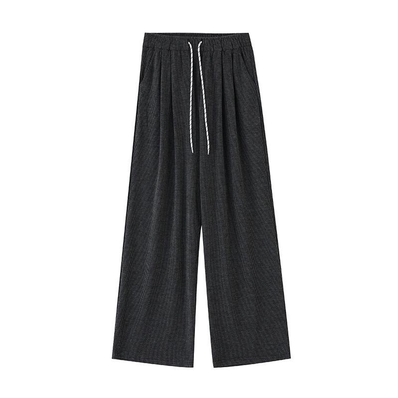 Spring and Autumn New Wide Leg Pants Women's Glutinous Rice Pants Lazy Wind High Waist Loose Skinny Sports Casual Mopping Straight Pants