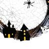 Holiday Festival Pendant Halloween Spider Web Wreath, Spooky Vine Branch Wreath with Ghost Castle Fall Harvest Hanging Ornament Bat for Front