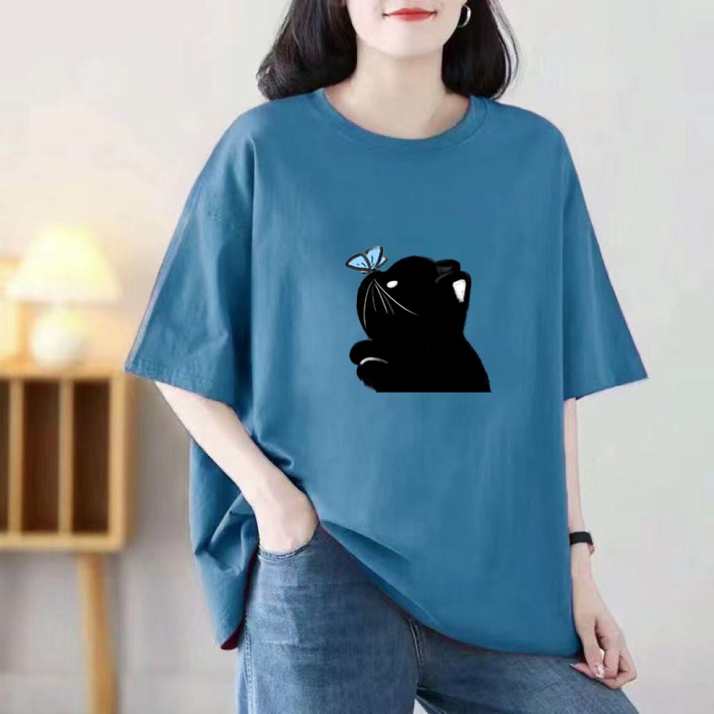 2024 New Women Cartoon Cute Tshirts Cotton Short Sleeve Print Tees O-Neck Kawaii Tops Casual
