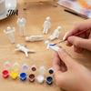 Handmade Art Collection 8Pcs Paintable Blank 3D Printed Chameleon Figurines, DIY Unpainted White Craft Project Model Kit with Painting Brushes,
