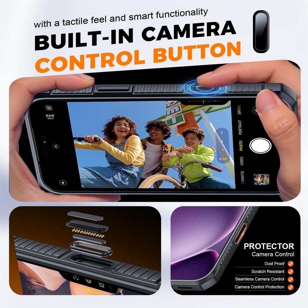 RFID Blocking Wallet Case with Card Holder Sliding Camera Cover Stand PC+TPU Protective Case for iPhone 17 Pro Max-Black