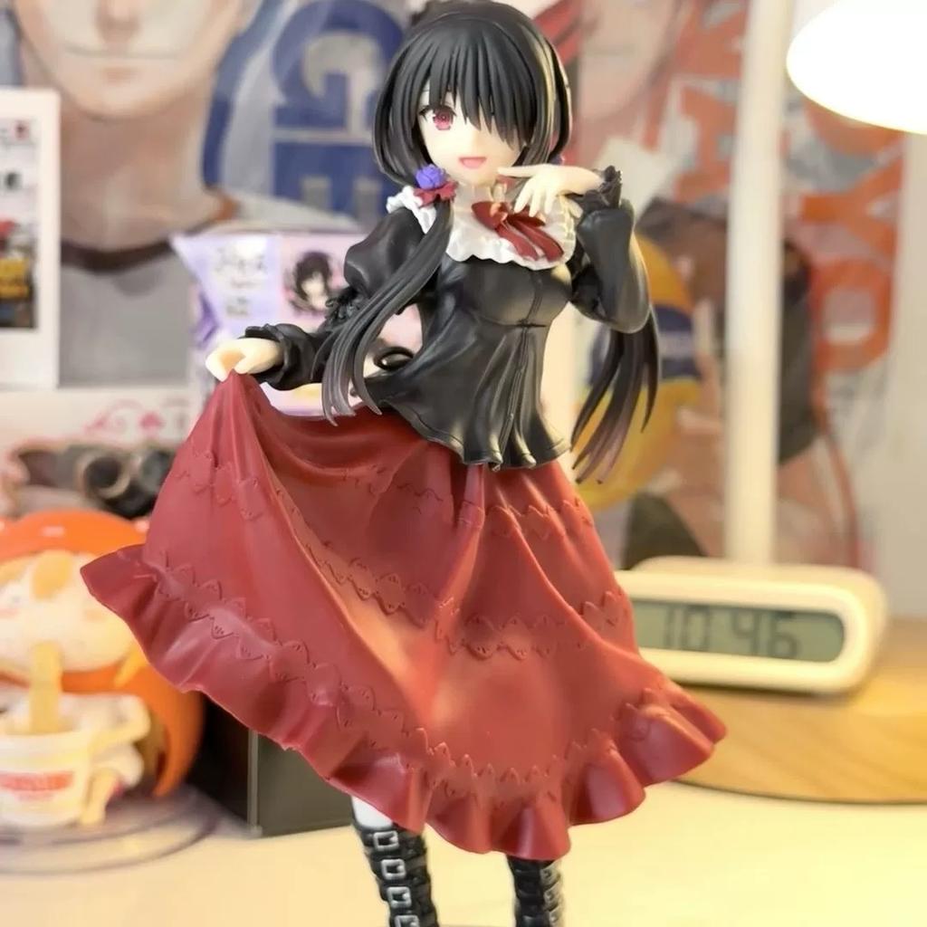 19Cm Date A Live Tokisaki Kurumi Anime Figure Cute Girl Model Toy Pvc Black Dress Dress Up Standing Model Car Model Ornaments
