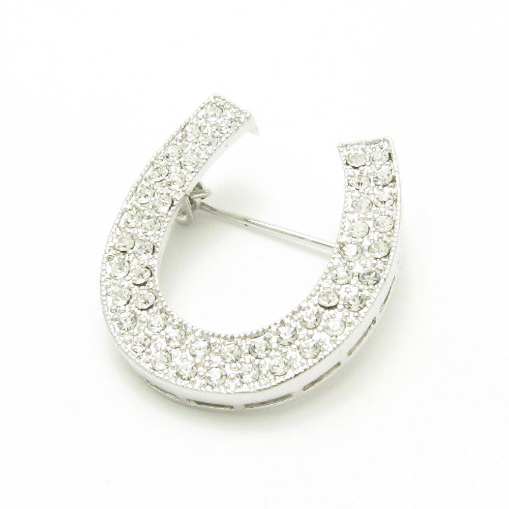 GEM Plus Horseshoe Brooch Lapel Pin for Men and Women KS45042 (Silver)