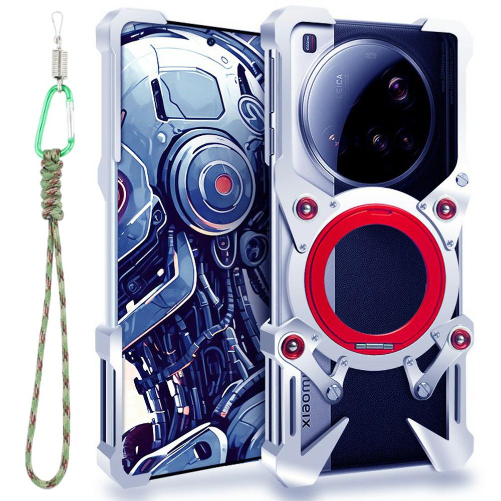 

Для Xiaomi 15 Ultra/14 Ultra Чехол-бампер Подставка Алюминиевый сплав Магнитная крышка для телефона с ремешком на запястье B