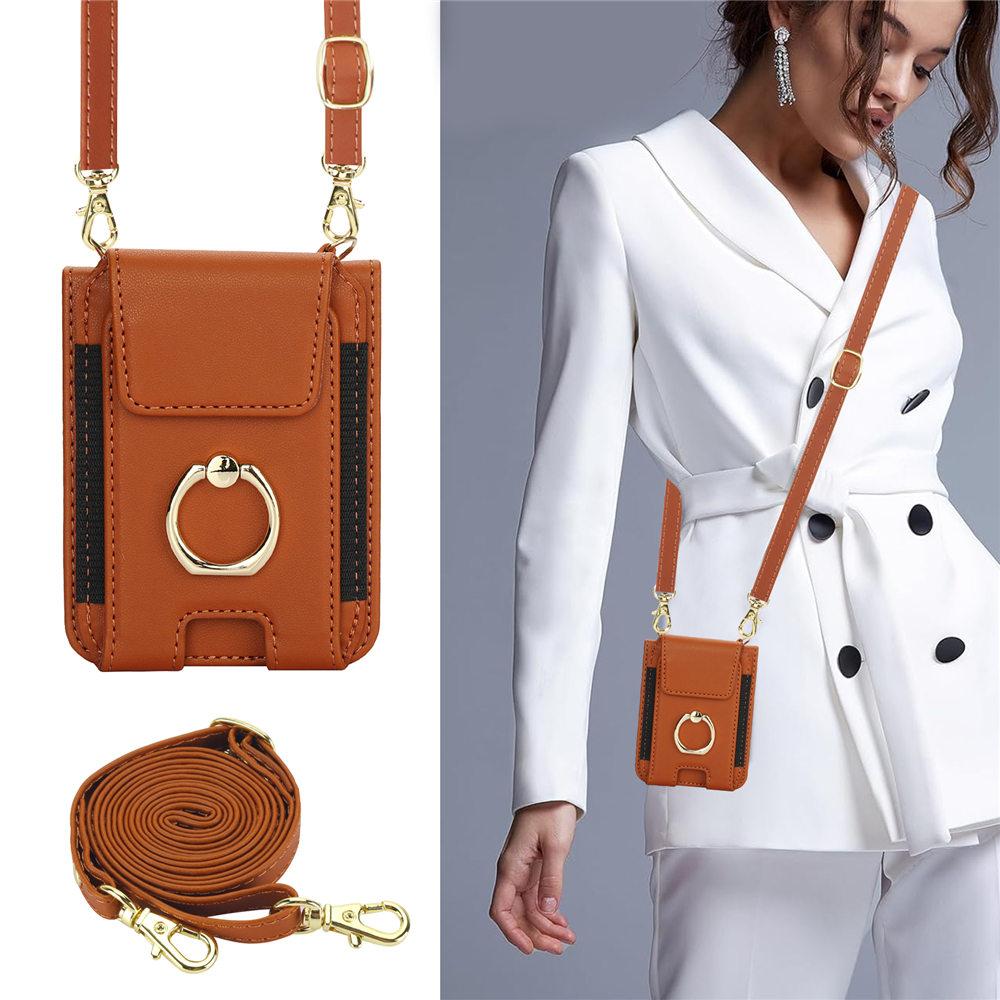 Ring Holder Bracelet Cards Slot Crossbody Leather Case For Motorola MOTO Razr 40 40Ultra 50 50Ultra Long Lanyard Wallet Cover