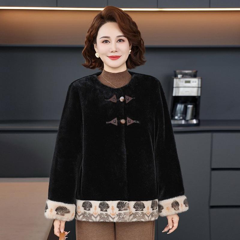 

Autumn and winter clothing imitation leather thick coat warm new noble mink plush fur top women 5XL [recommended 150-80kg] чорний