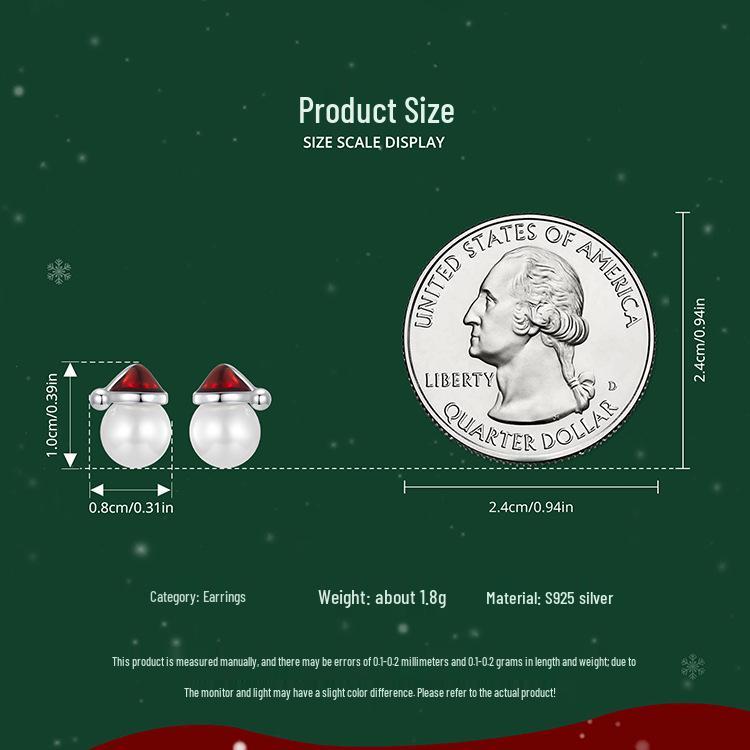 Everlove Perlen Schneemann Ohrstecker: S925 Sterlingsilber, rhodiniert Weihnachtsschmuck für Damen