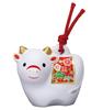 Yakushi Kiln 2021 Zodiac Good Ox High X Wide Sign, Nishiki-sai, Luck, Suzu, (Clay Bell, Small) [65] White, Size 4.5cm 5.5cm
