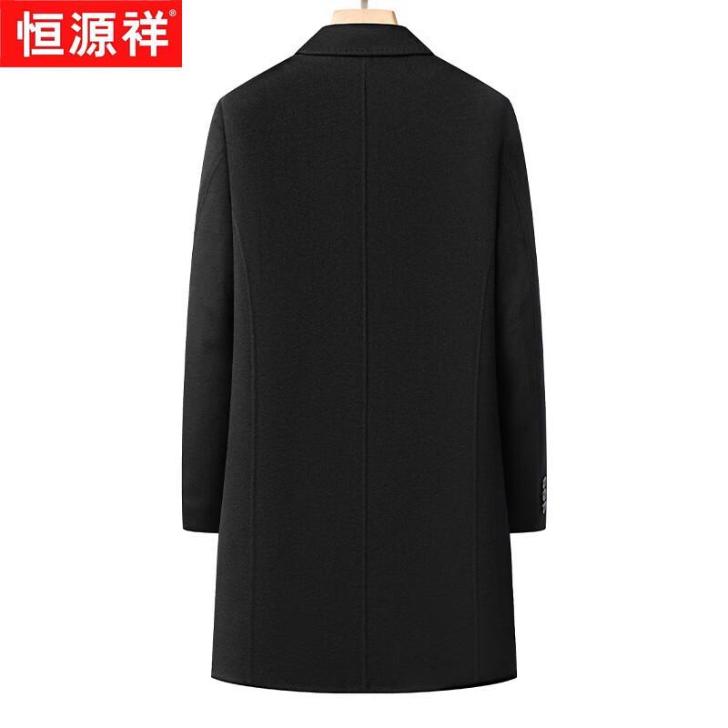 Hengyuanxiang Men's Mid-Length Wool Blend Lapel Overcoat