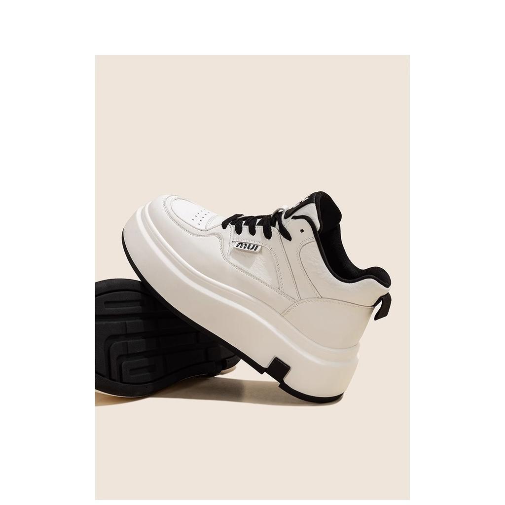 Platform white shoes women's 2025 new autumn and winter shoes women's versatile flat-soled lace-up velvet casual sports board shoes