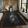 Guitar Design Black Carpet with Skull Patterns for Music Lovers Decor Suitable for Use As an Anti-slip for Living Room Bedroom Sofas
