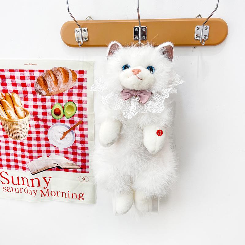 

2026 Cute Cat Plush Backpack - Doll School Bag & Birthday Gift Height 55cm белый