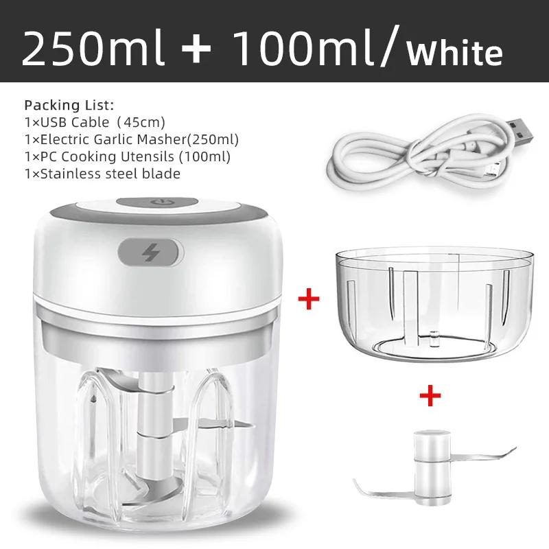 

250ML Electric Garlic Mincer Vegetable Chopper Food Chopper, USB Mini Garlic Mincer, Onion Chopper Portable Small Food Processor
