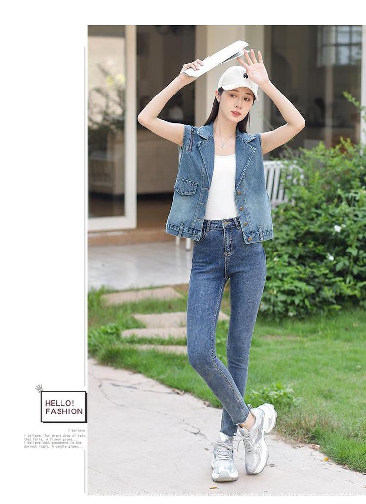 Women's Summer Denim Vest - High-End Design, Casual Sleeveless Outerwear, Short Jacket