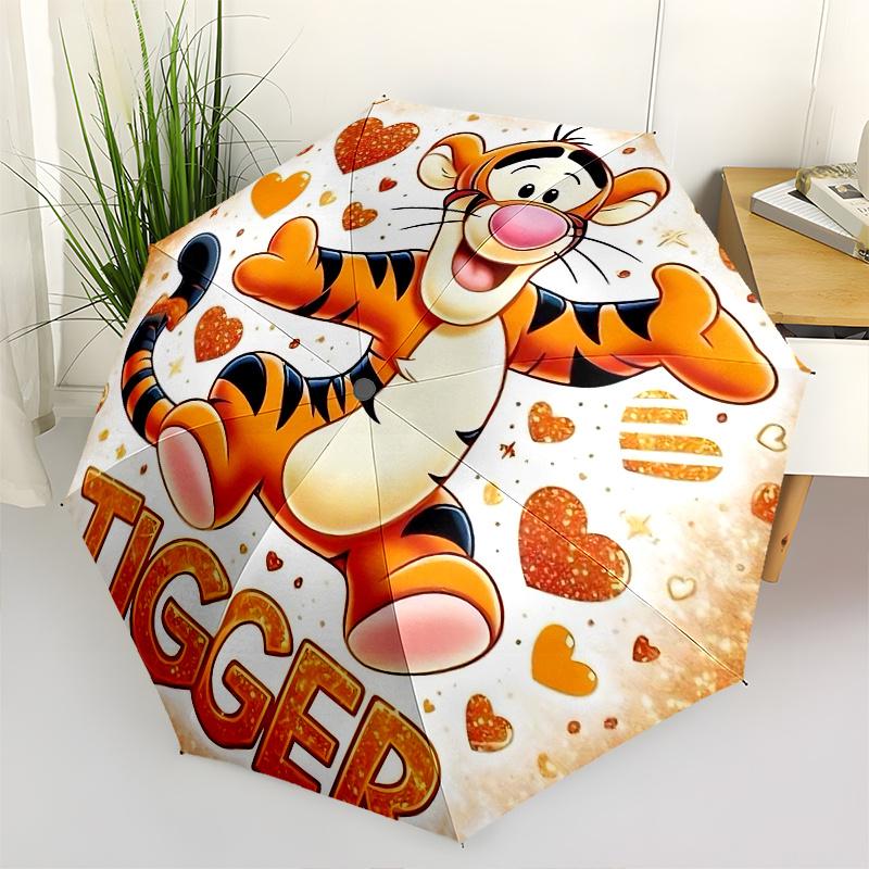 Tigger, Hearts Automatic Opening and Closing Umbrella, Compact Travel Umbrella, Lightweight and Portable, Suitable for Beach Commuting Busin