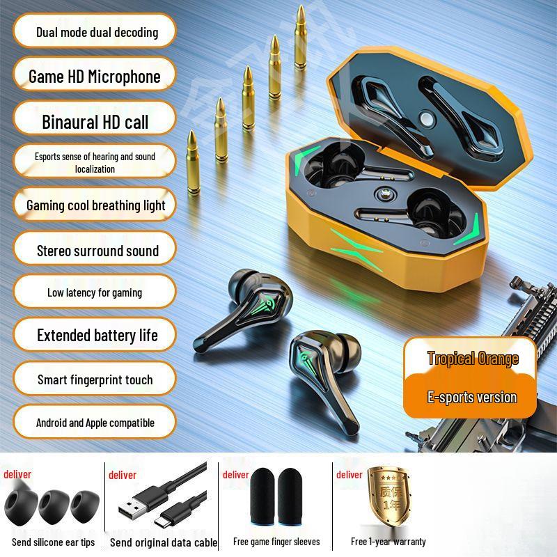 

Wireless Bluetooth E-sports In-Ear Gaming Headphones: Low Latency, Universal Fit for Mobile and Running