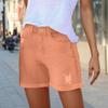 Women's Solid Color Jeans Stretch Slim Fit Distressed Denim Shorts