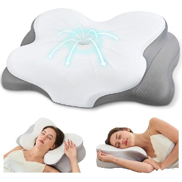 Cervical Neck Pillow, Ergonomic Memory Foam Pillows for Neck Pain Relief with Breathable Pillowcase, Adjustable Contour Neck Support Pillow for Side белый