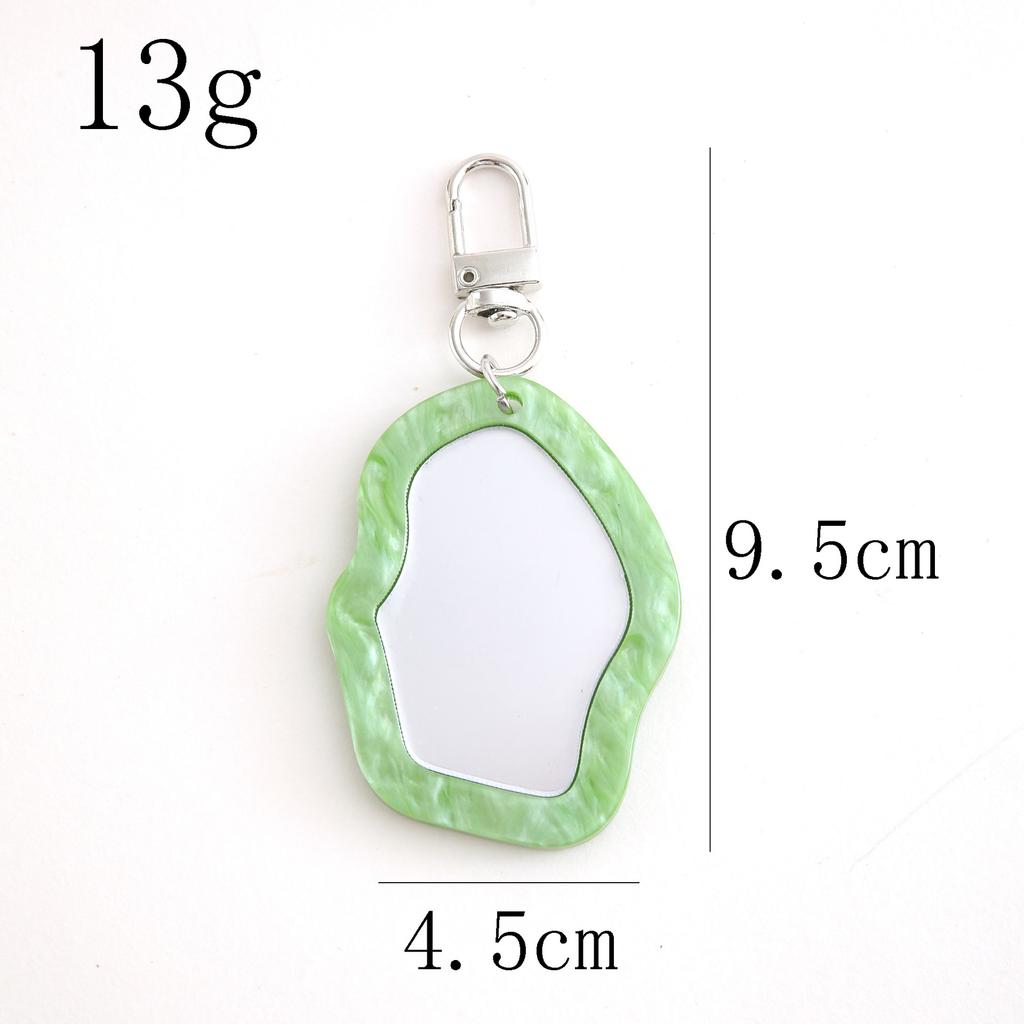 New Irregular Mini Makeup Mirror Keychain Resin Bag Charm Portable Touch-Up Mirror Pendant For Fashion Commute Purse Backpack