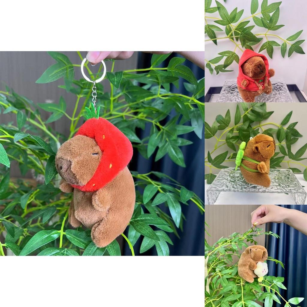 Adorable Plush Capybara Doll Keychain With Colorful Hoodie Perfect For Gifts